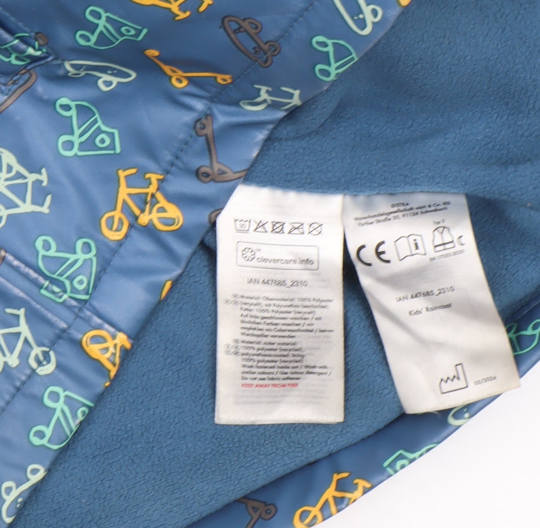 Lupilu Boys Blue Waterproof Hooded Rain Coat 4-6 Years Reflective Lined Jacket