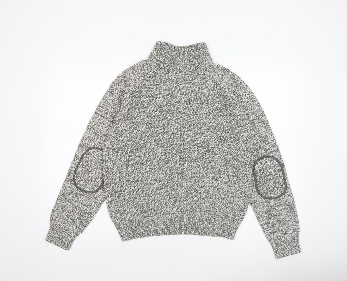Next Men's Grey Wool Blend Button Henley Jumper Size M