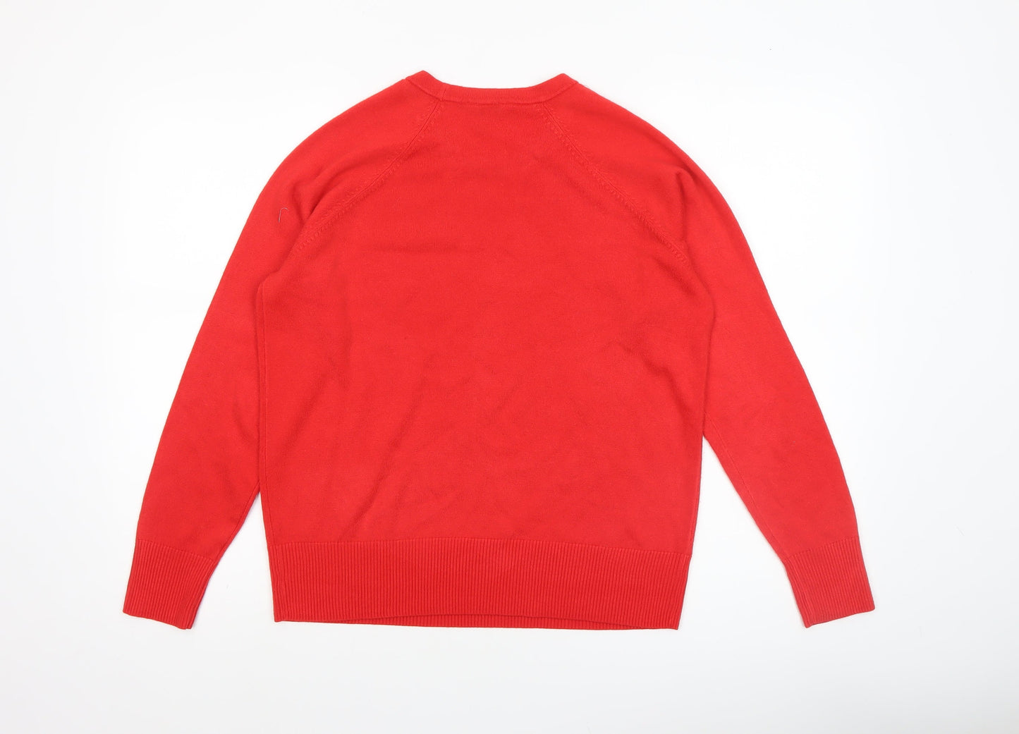 M&Co Women Red Crew Neck Long Sleeve Pullover Jumper UK 12