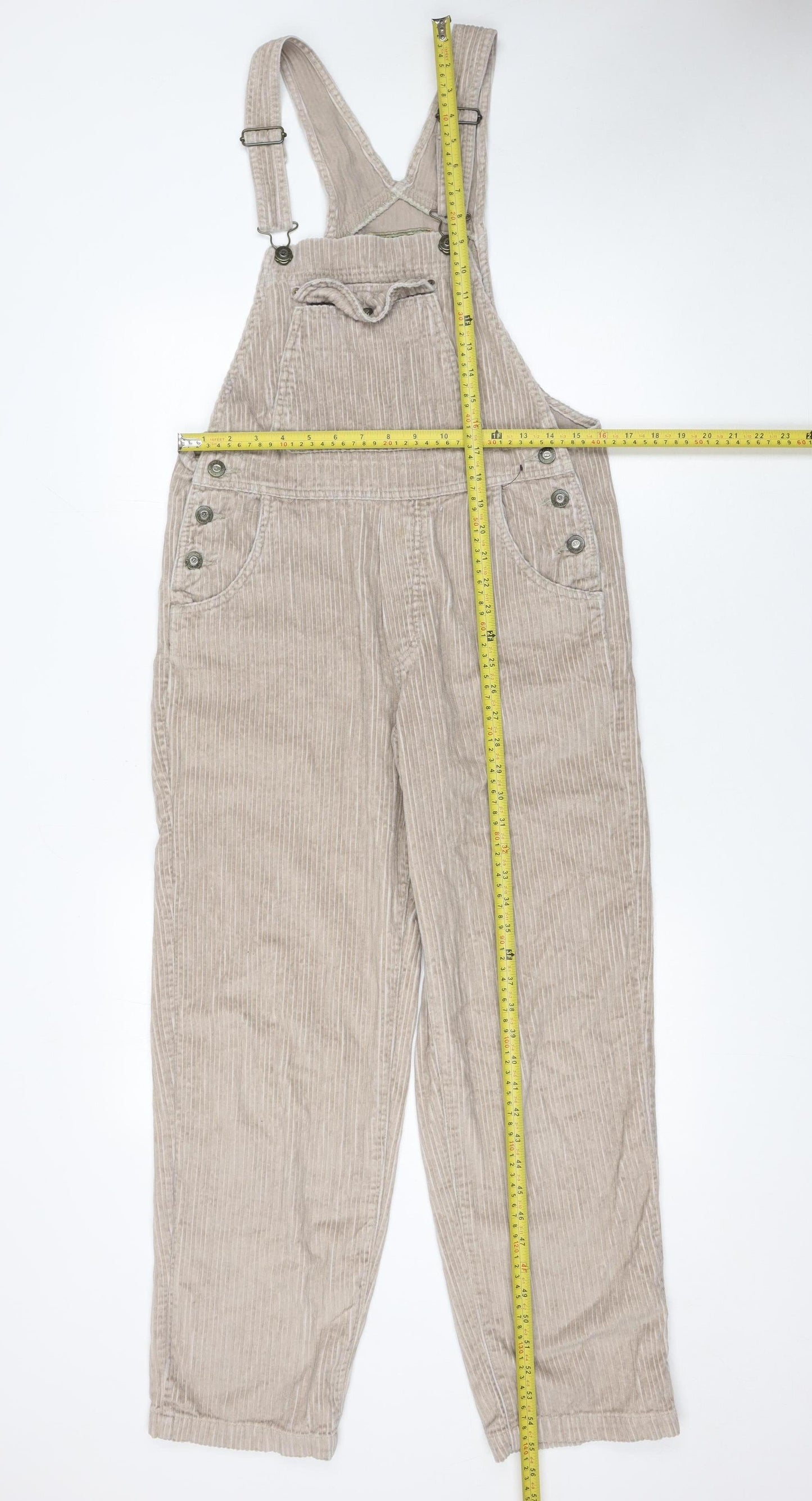 Express Women’s Beige Corduroy Dungaree Jumpsuit XS Adjustable Straps