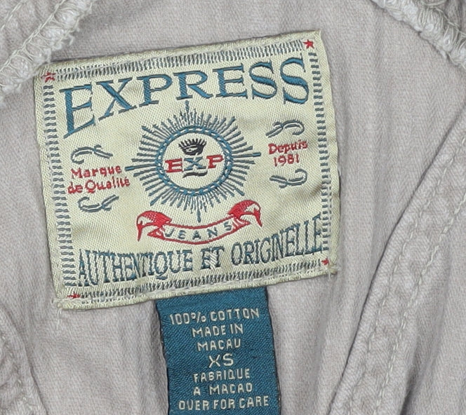 Express Women’s Beige Corduroy Dungaree Jumpsuit XS Adjustable Straps