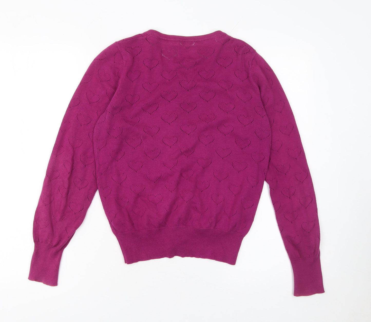 Yumi Womens Purple Heart Knit Button Cardigan Size 12