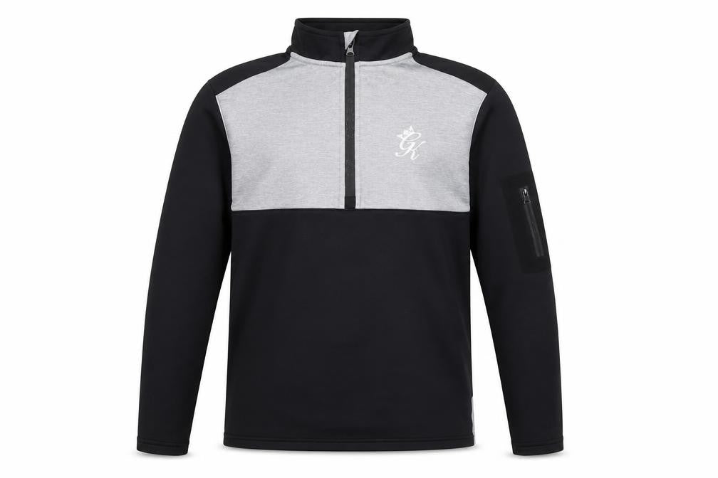GymKing Men’s Black XS Half Zip Sports Sweatshirt Slim Fit Top