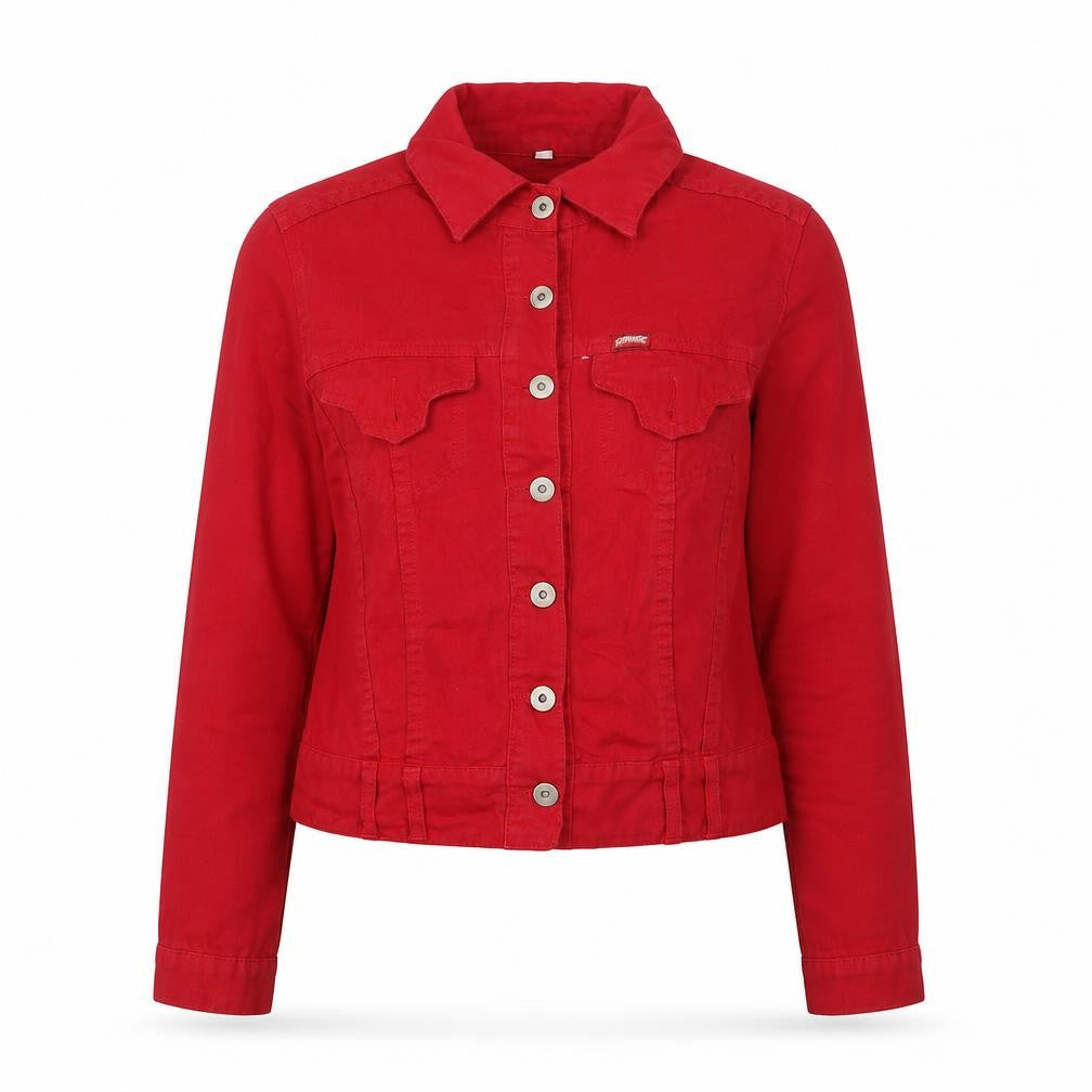 Sponge Women's Red Cotton Cropped Button Jacket Size M