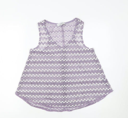 Next Women Purple Knit Camisole Tank Top Size 6 V-Neck Sleeveless
