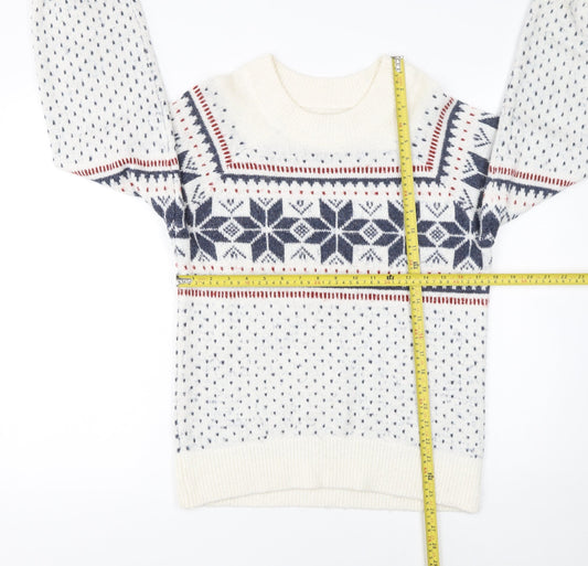 Abercrombie & Fitch Womens Ivory Fair Isle Knit Jumper Size S
