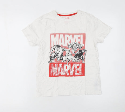 Marvel Boys White Superhero Graphic Cotton T-Shirt 9-10 Years