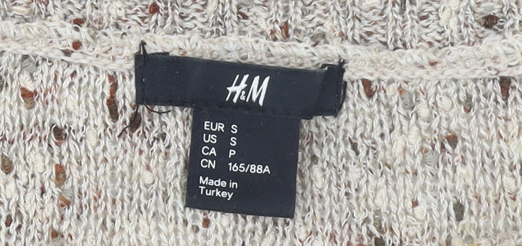 H&M Womens Beige Chunky-Knit Pullover Jumper Size S