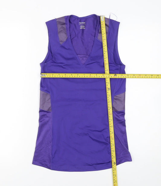 Reebok Womens Purple Sleeveless V-Neck Tank Top L Gym Activewear