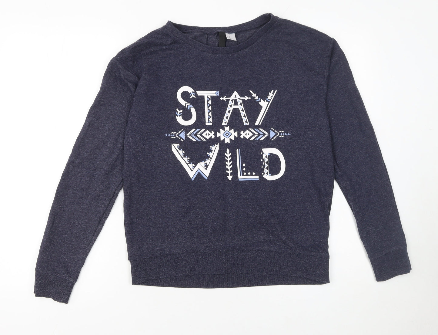 H&M Divided Women's Navy Blue Pullover Sweatshirt Size S Cotton Blend