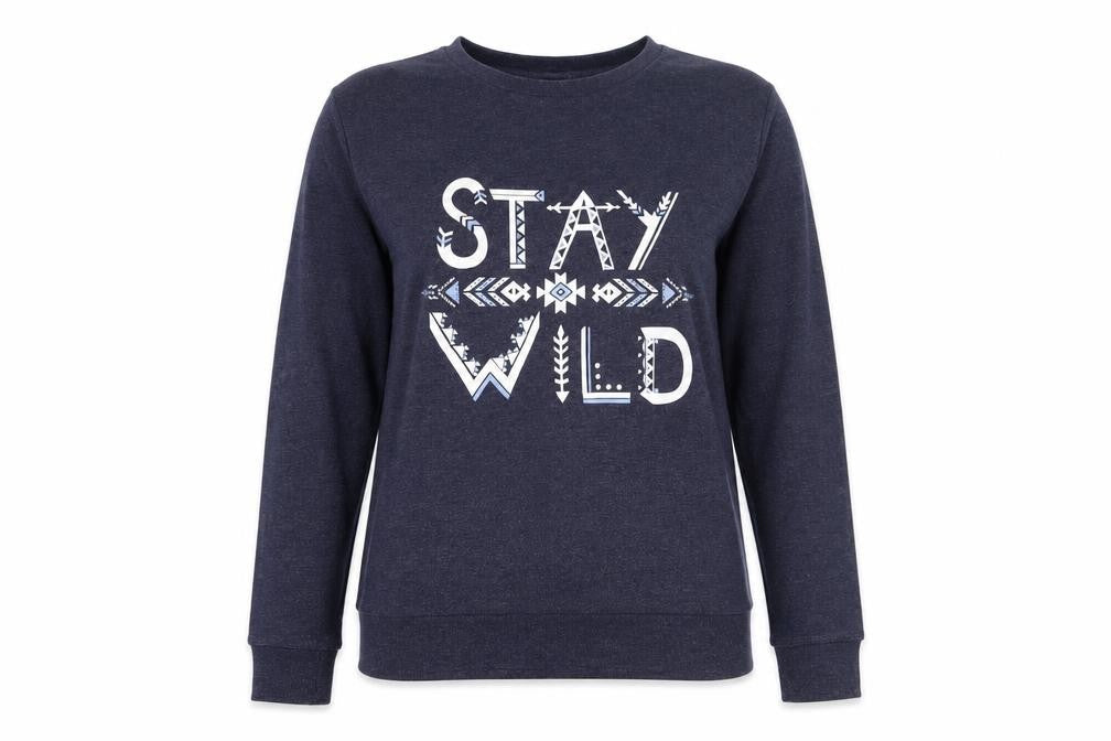 H&M Divided Women's Navy Blue Pullover Sweatshirt Size S Cotton Blend