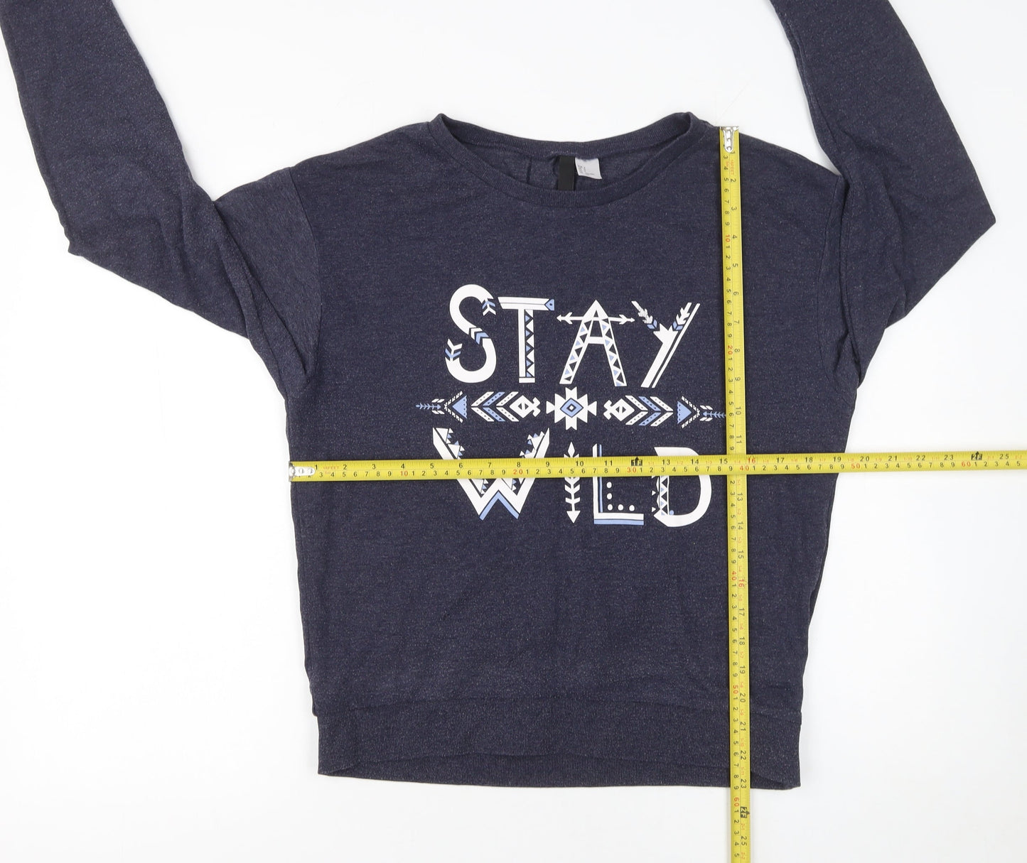 H&M Divided Women's Navy Blue Pullover Sweatshirt Size S Cotton Blend