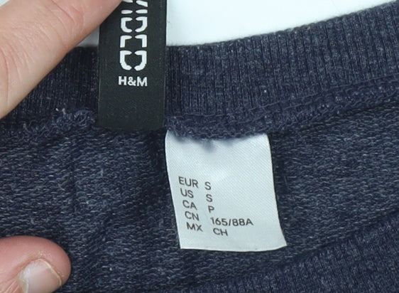 H&M Divided Women's Navy Blue Pullover Sweatshirt Size S Cotton Blend