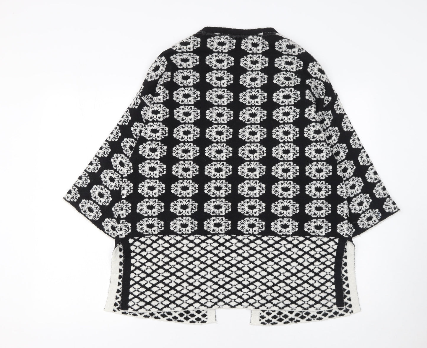 Monsoon Women's Black & White Knit Cardigan S Kimono Sleeve