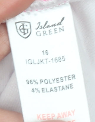 Island Green Womens Pink Softshell Golf Jacket Size 16 Full Zip Activewear