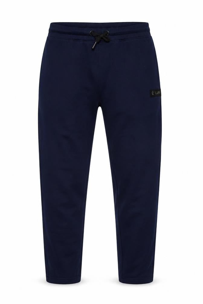 Front view of Luke Men's Blue Jogger Trousers, size M, Regular Fit Casual Pants