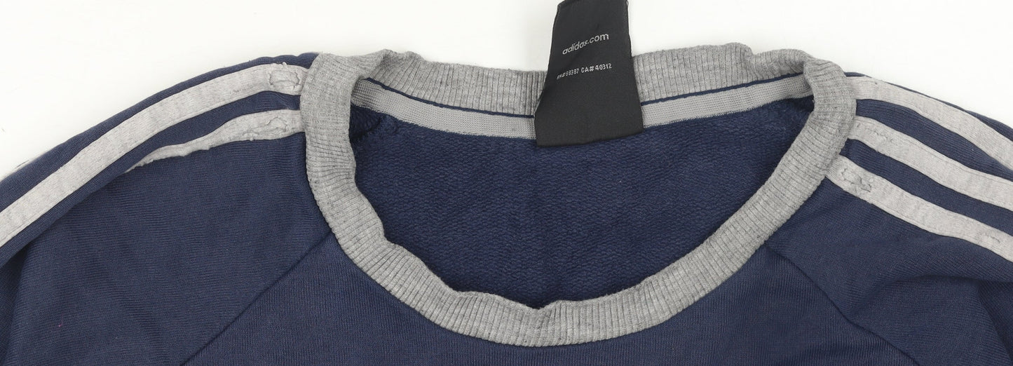 Adidas Men's Blue Pullover Sweatshirt M Sports Crew Neck Fleece