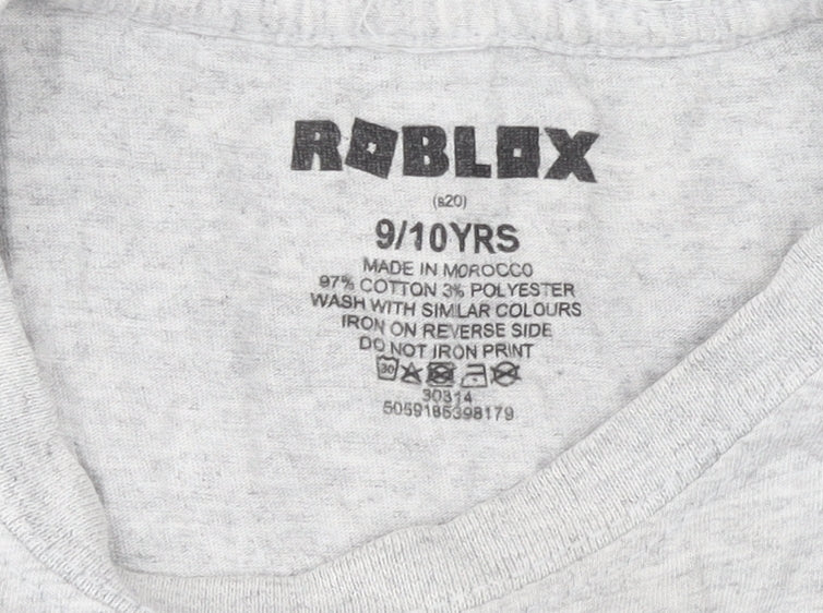 Roblox Boys Grey 9-10 Years Graphic Print Short Sleeve T-Shirt