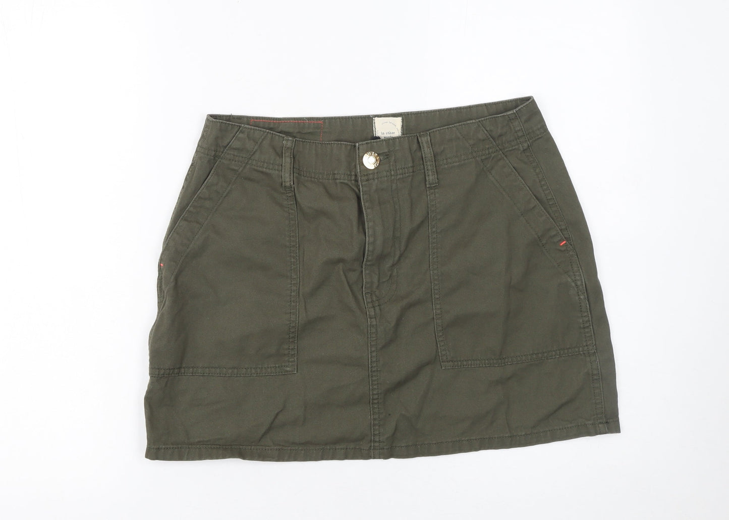 River Island Women’s Green Cotton Cargo Short Skirt UK 10