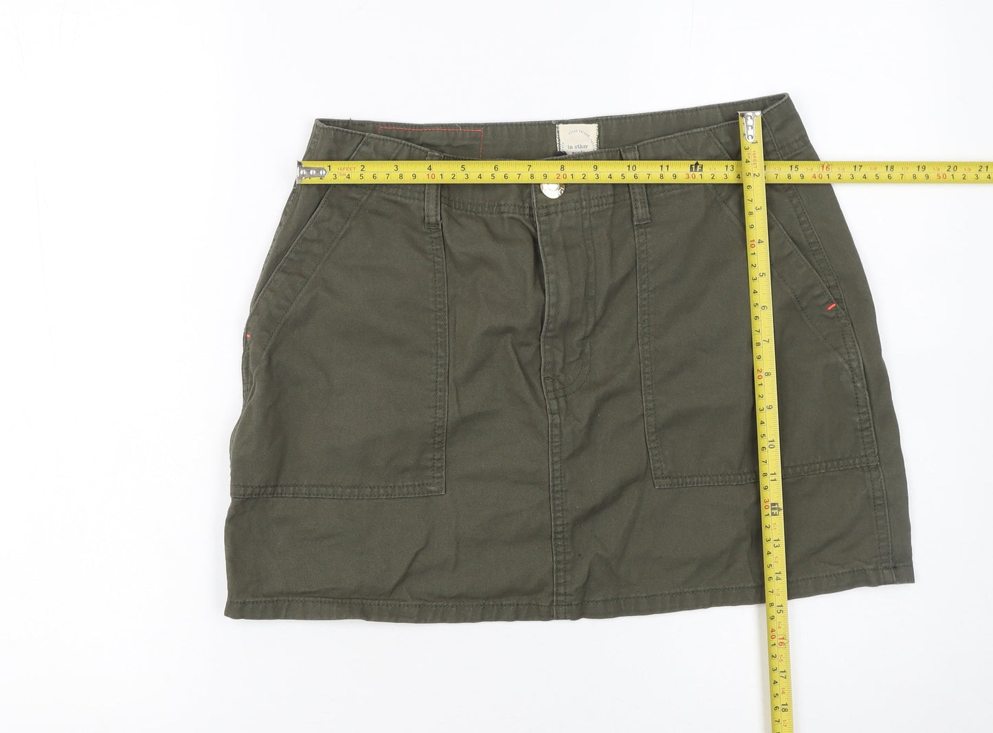 River Island Women’s Green Cotton Cargo Short Skirt UK 10