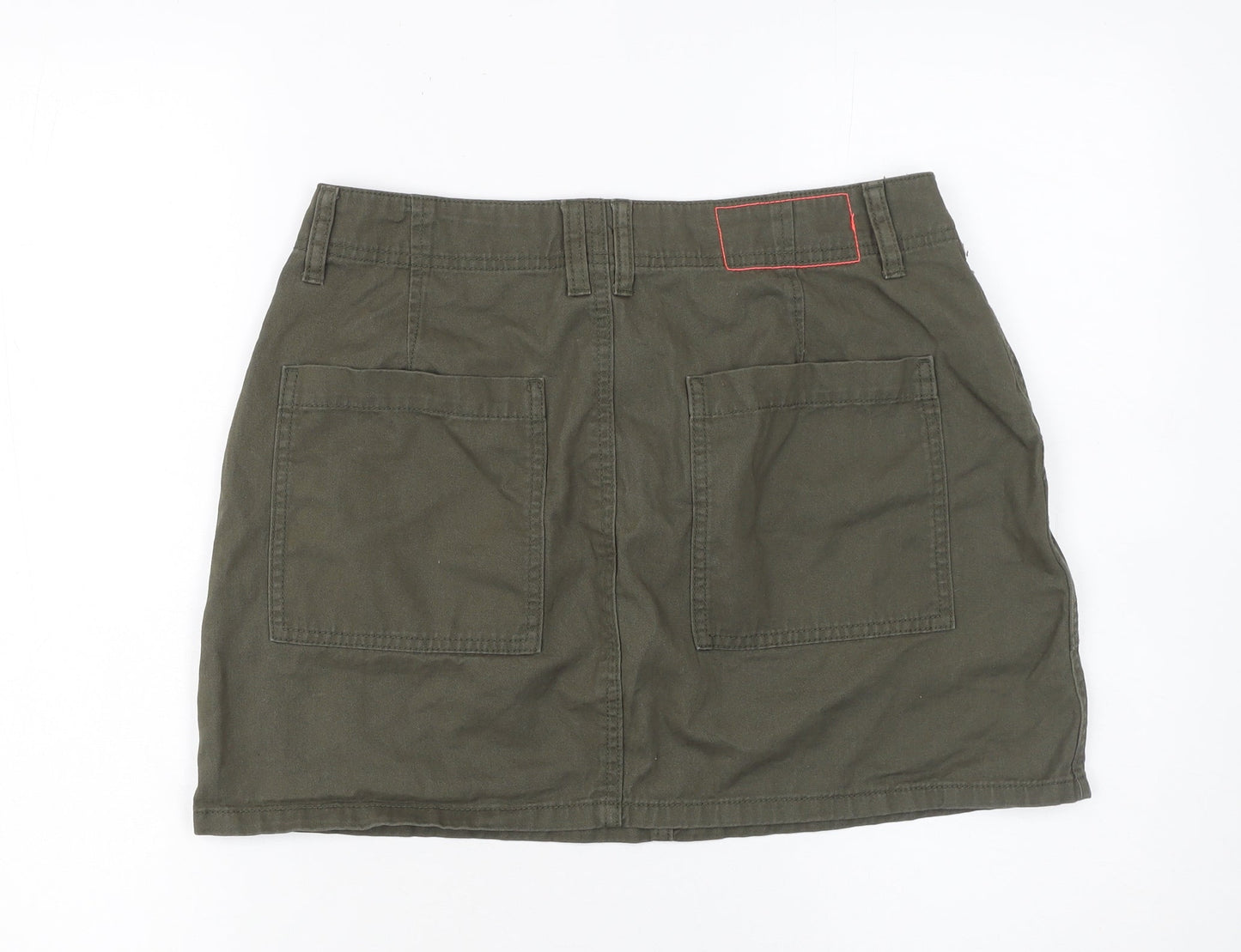 River Island Women’s Green Cotton Cargo Short Skirt UK 10