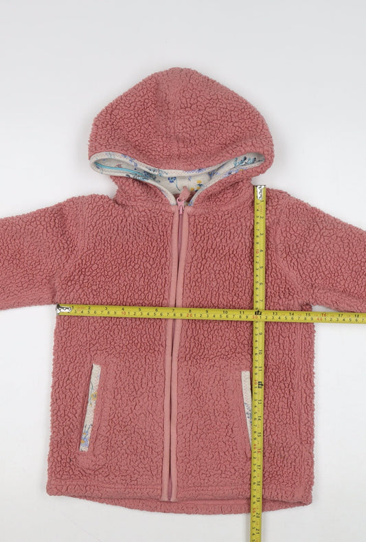 FatFace Girls Pink Fleece Full Zip Hooded Hoodie 8-9 Years with Animal Design