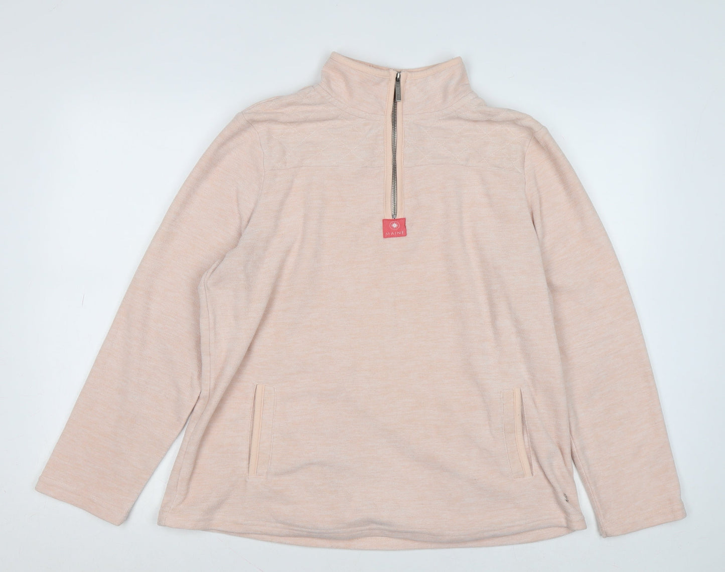 Maine New England Women Beige 1/2 Zip Pullover Sweatshirt Size 16