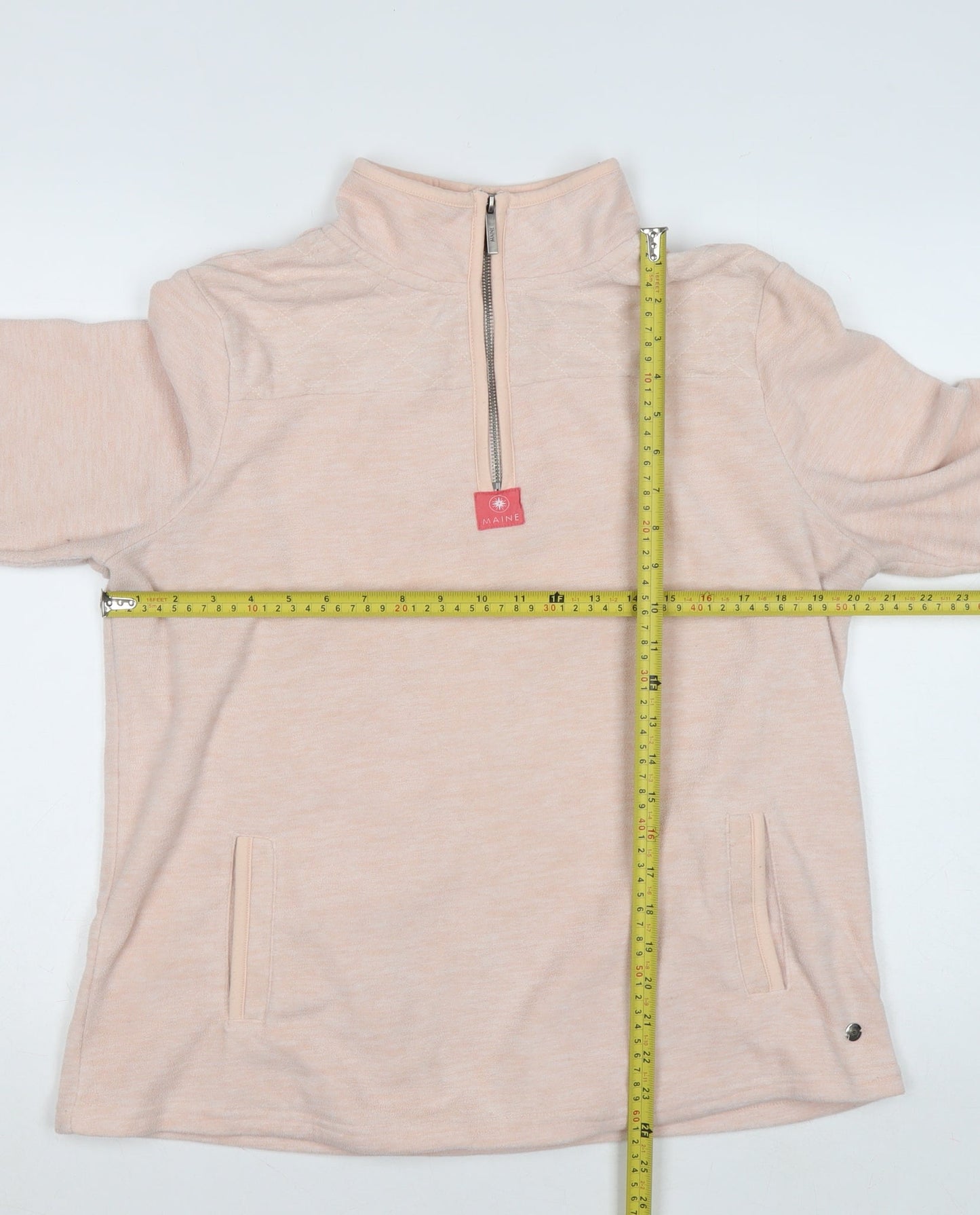 Maine New England Women Beige 1/2 Zip Pullover Sweatshirt Size 16