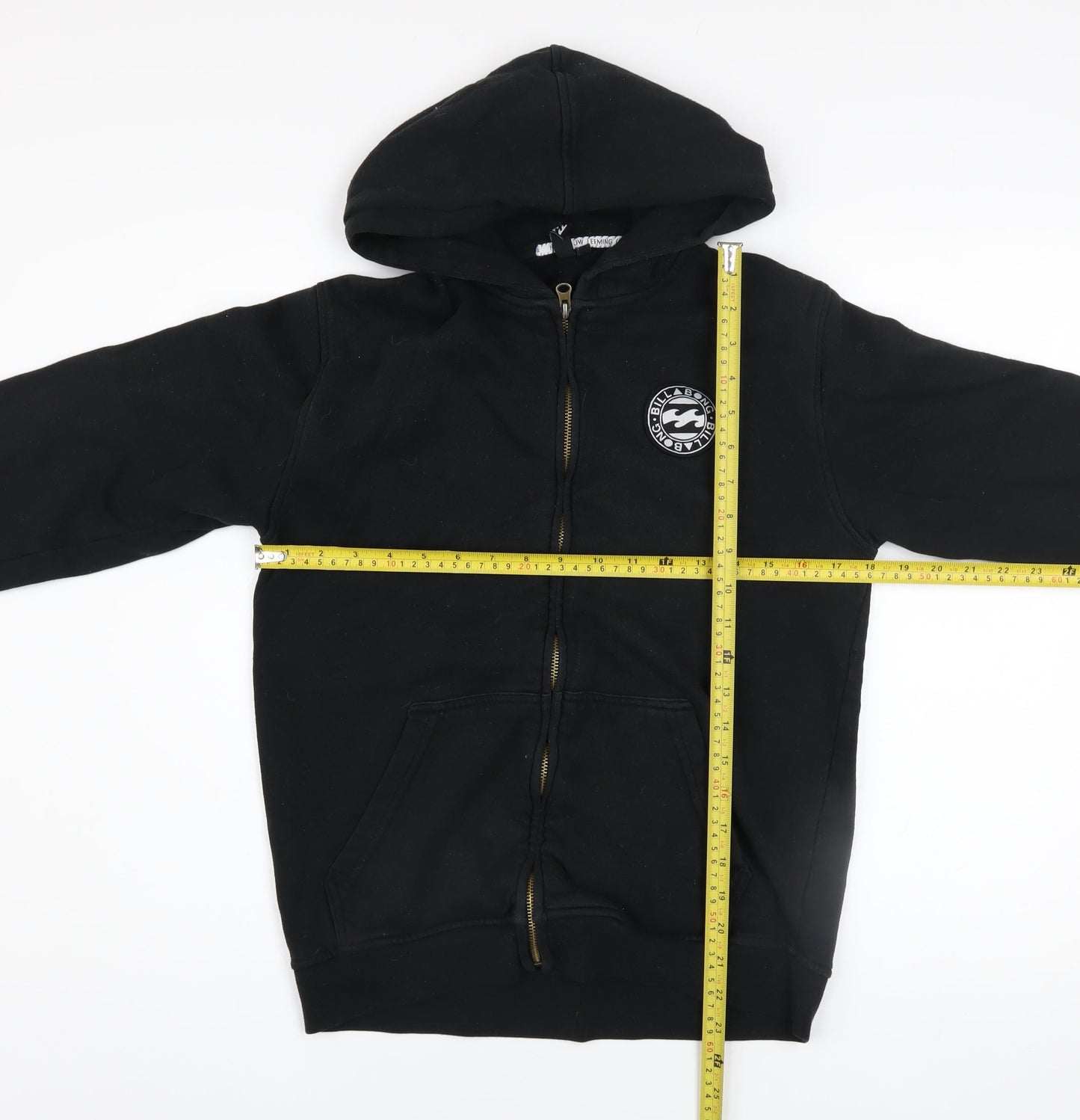 Billabong Boys Black Full Zip Hoodie Size 14 Logo Fleece Sweatshirt