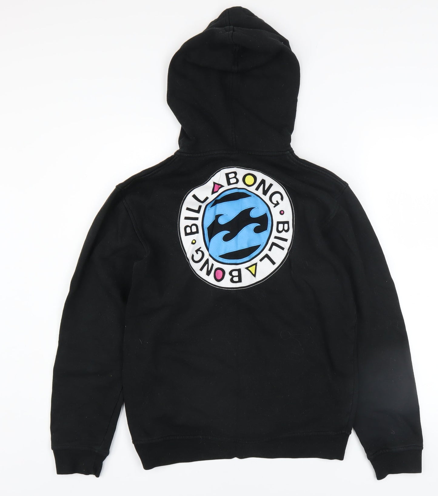 Billabong Boys Black Full Zip Hoodie Size 14 Logo Fleece Sweatshirt