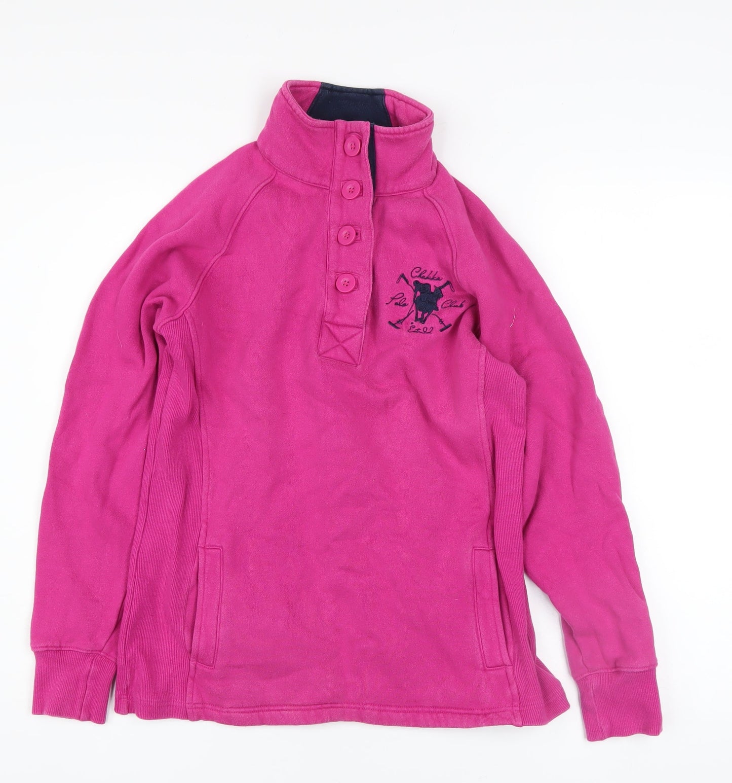 Chukka Women's Pink Cotton Pullover Sweatshirt UK 8 Polo Style