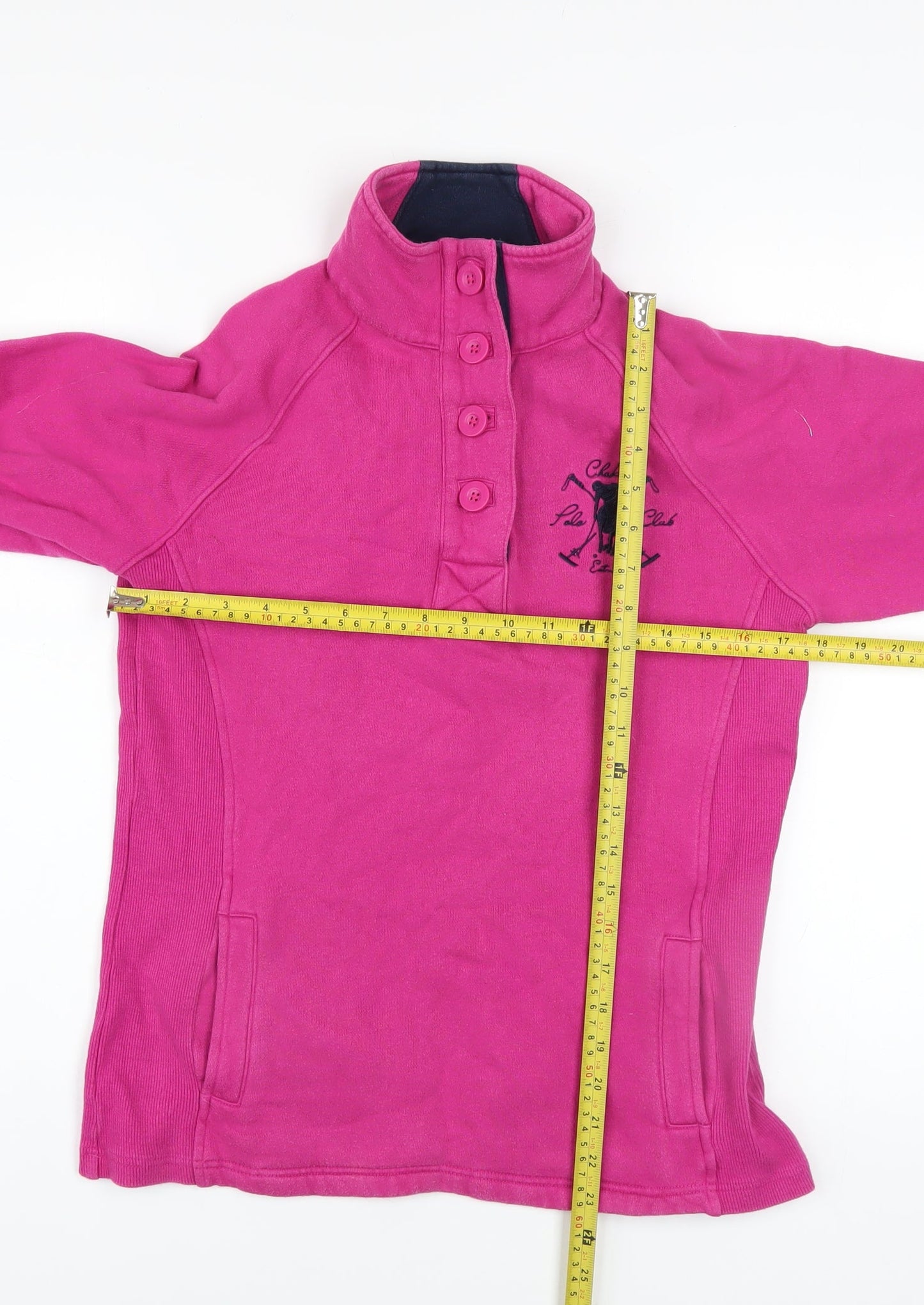 Chukka Women's Pink Cotton Pullover Sweatshirt UK 8 Polo Style