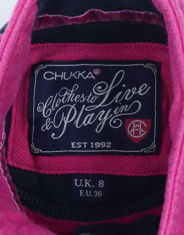 Chukka Women's Pink Cotton Pullover Sweatshirt UK 8 Polo Style