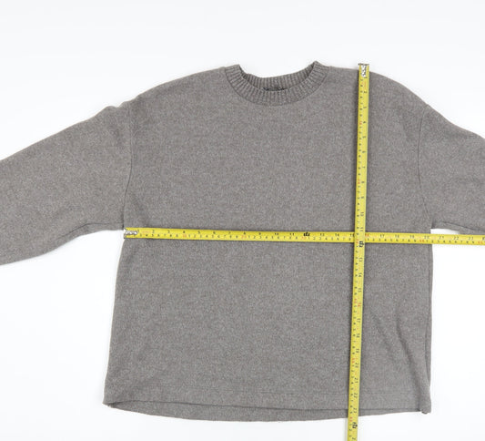 Zara Women Grey Crew Neck Long Sleeve Pullover Jumper Size 12