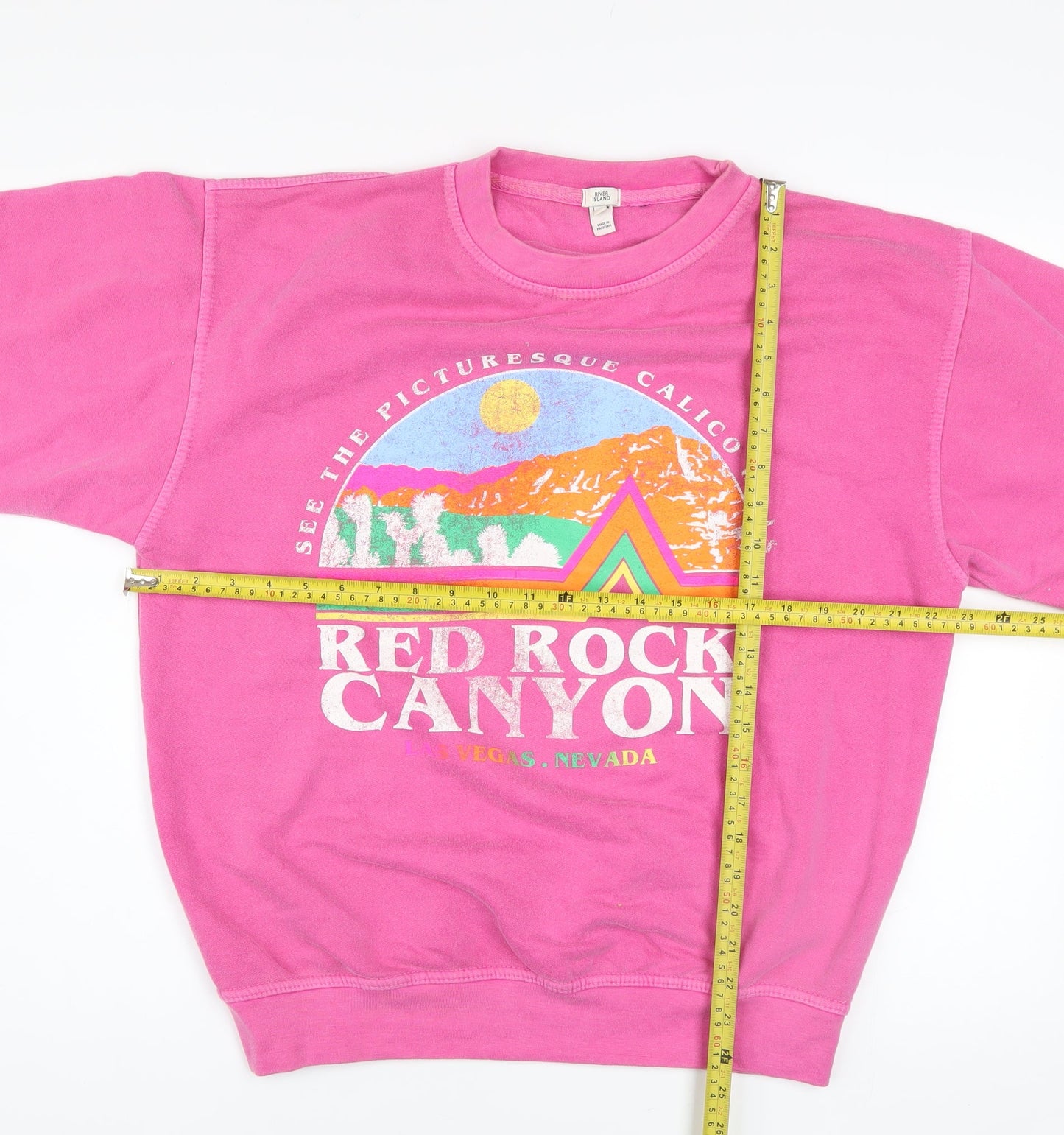 River Island Womens Pink Red Rock Canyon Pullover Sweatshirt S