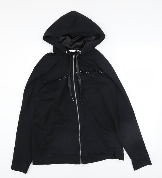 Punt Roma Women's Black Sequin Full Zip Hoodie Size S