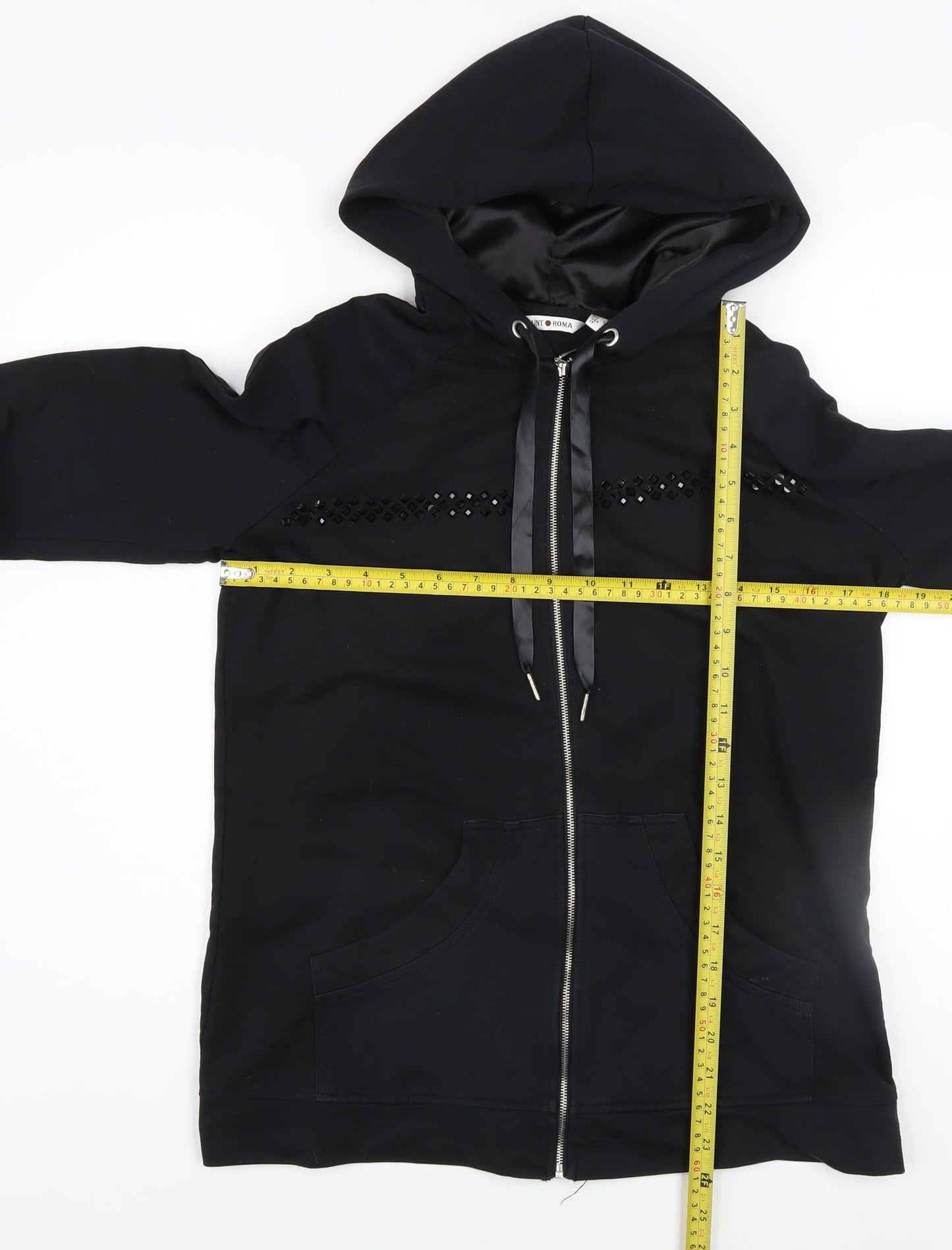 Punt Roma Women's Black Sequin Full Zip Hoodie Size S