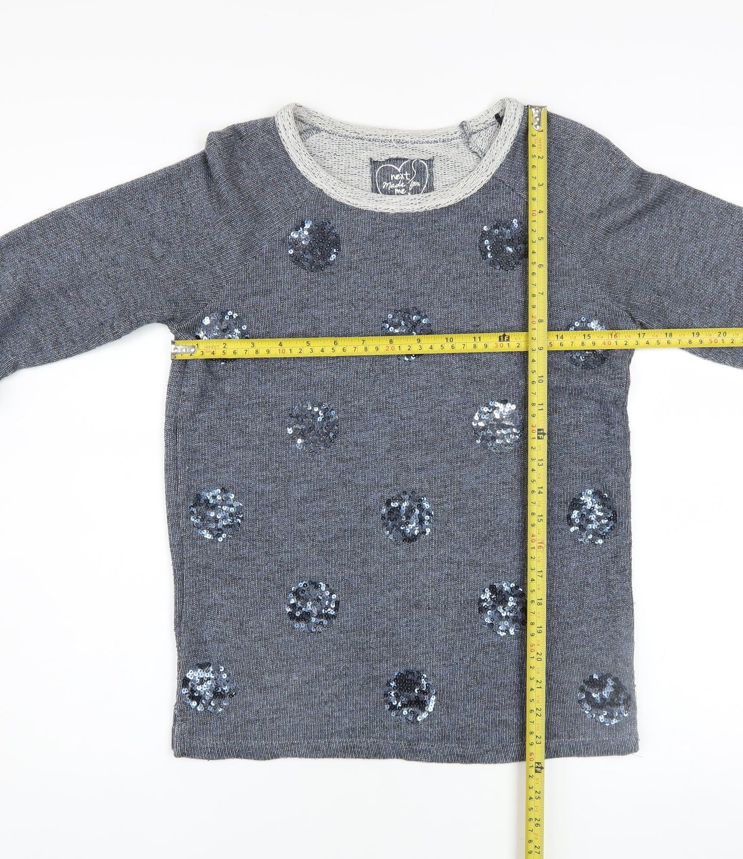 Next Women’s Grey Sequin Polka Dot Knit Jumper Size 6