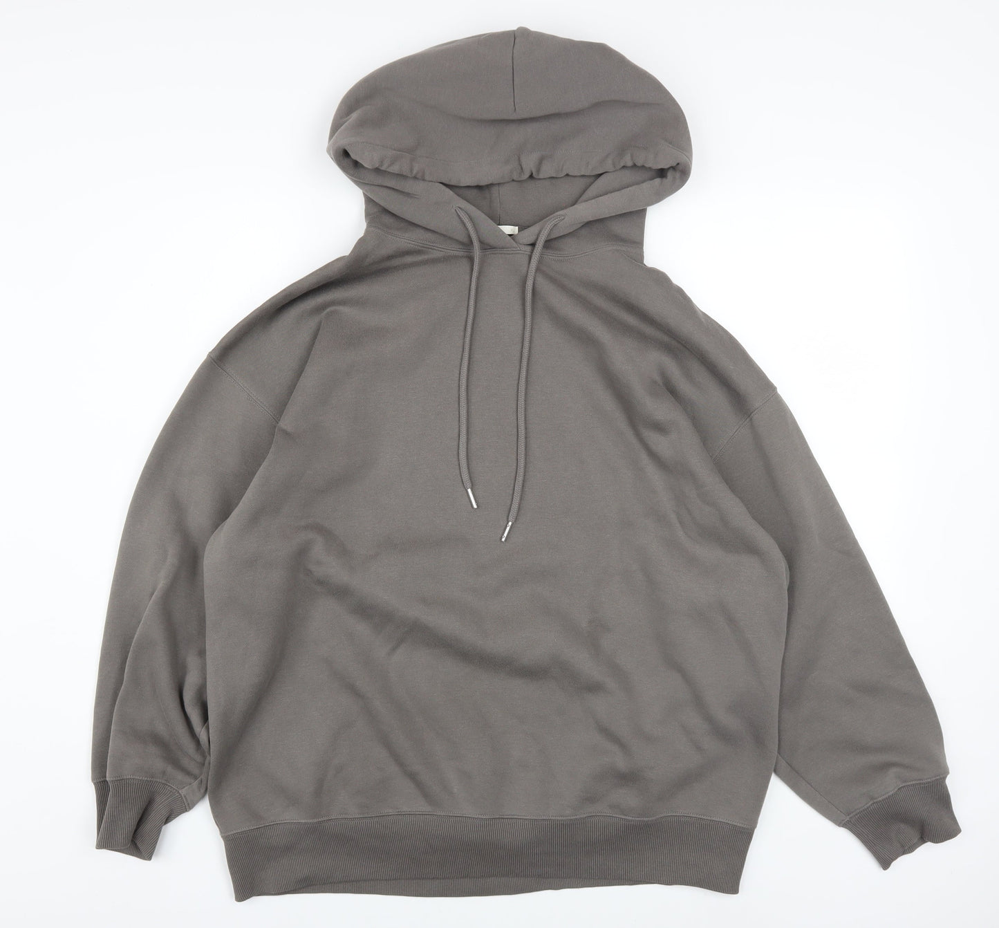 GU Men's Grey Pullover Hoodie Size L Regular Fit Fleece Cotton Blend