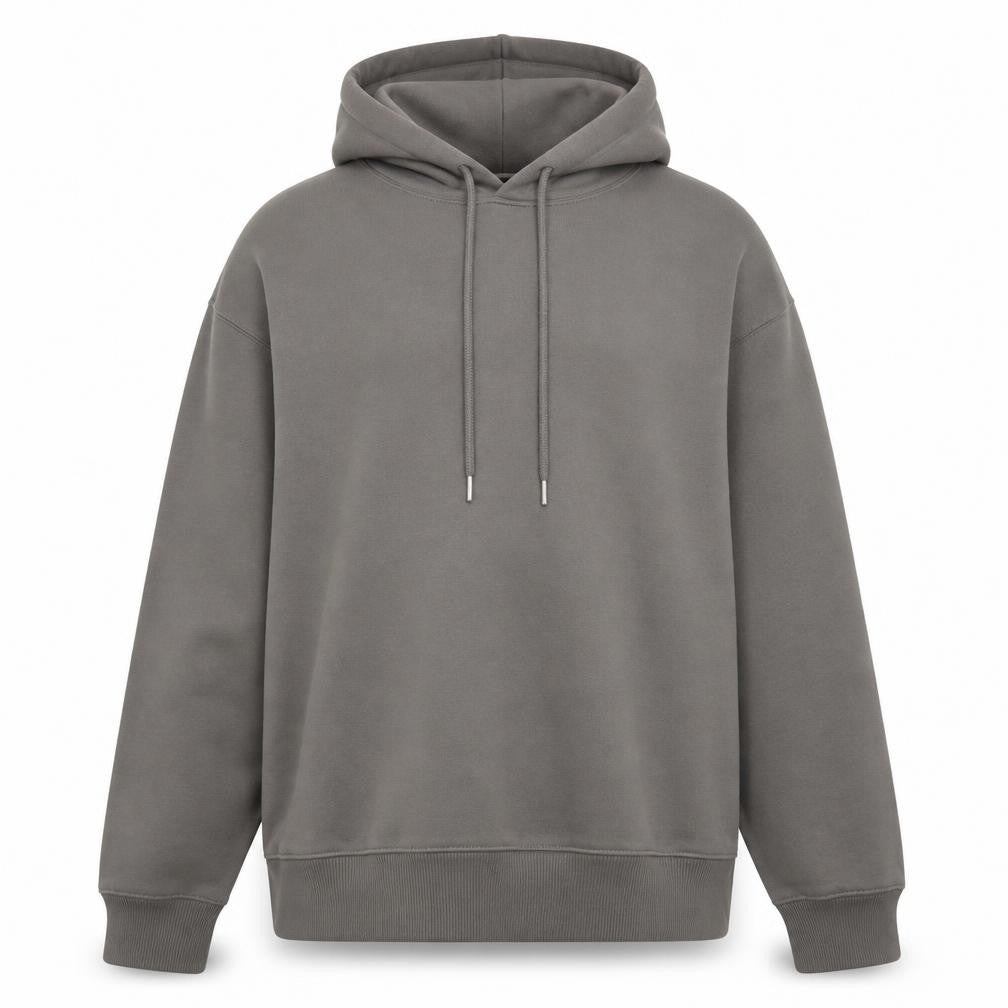 GU Men's Grey Pullover Hoodie Size L Regular Fit Fleece Cotton Blend