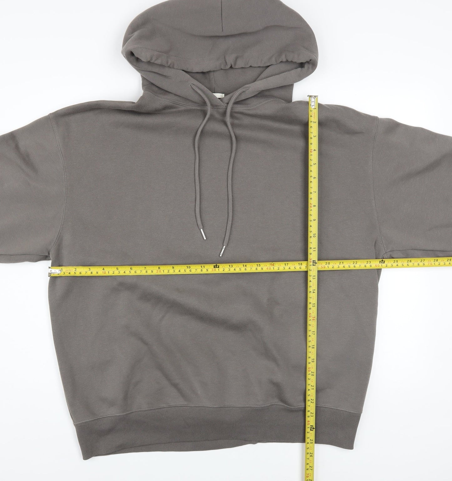 GU Men's Grey Pullover Hoodie Size L Regular Fit Fleece Cotton Blend