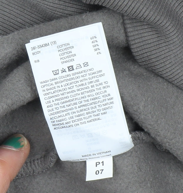 GU Men's Grey Pullover Hoodie Size L Regular Fit Fleece Cotton Blend