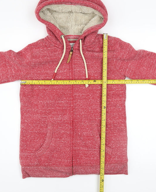 FatFace Women Red Full Zip Hoodie Sherpa Lined Size 8