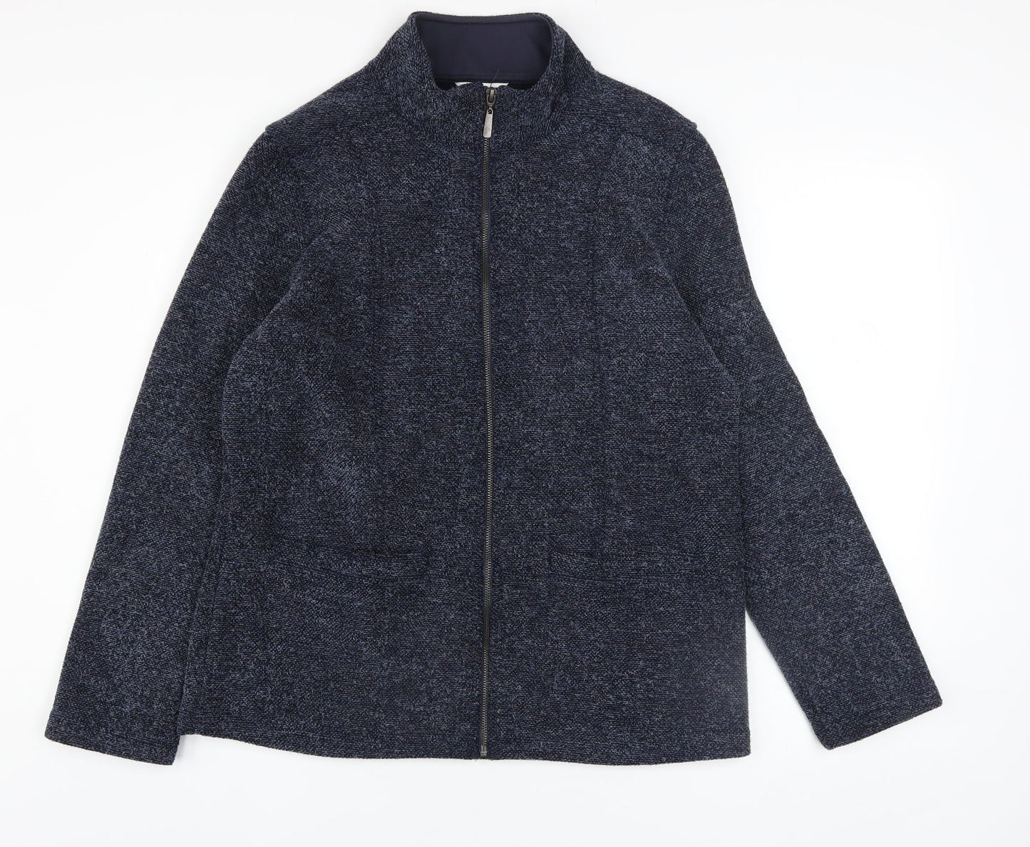 Marks and Spencer Women's Blue Full Zip High Neck Jumper Size 12