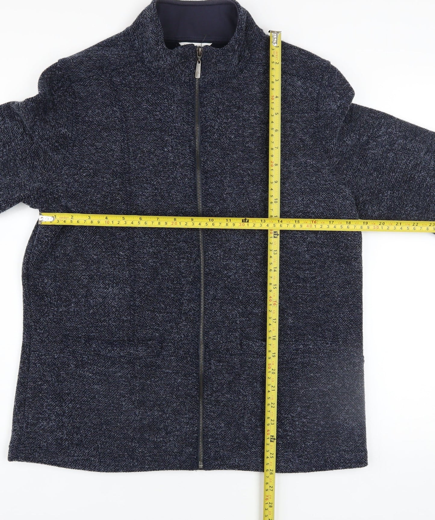 Marks and Spencer Women's Blue Full Zip High Neck Jumper Size 12