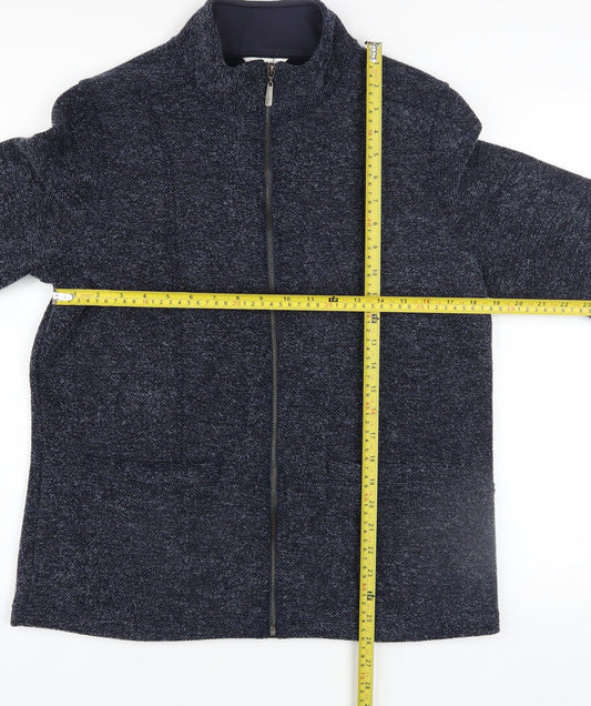 Marks and Spencer Women's Blue Full Zip High Neck Jumper Size 12