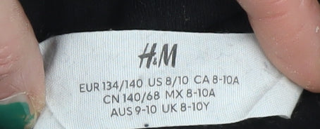 H&M Boys Black Hoodie 8-10 Years Pullover Graphic Print Cotton Blend