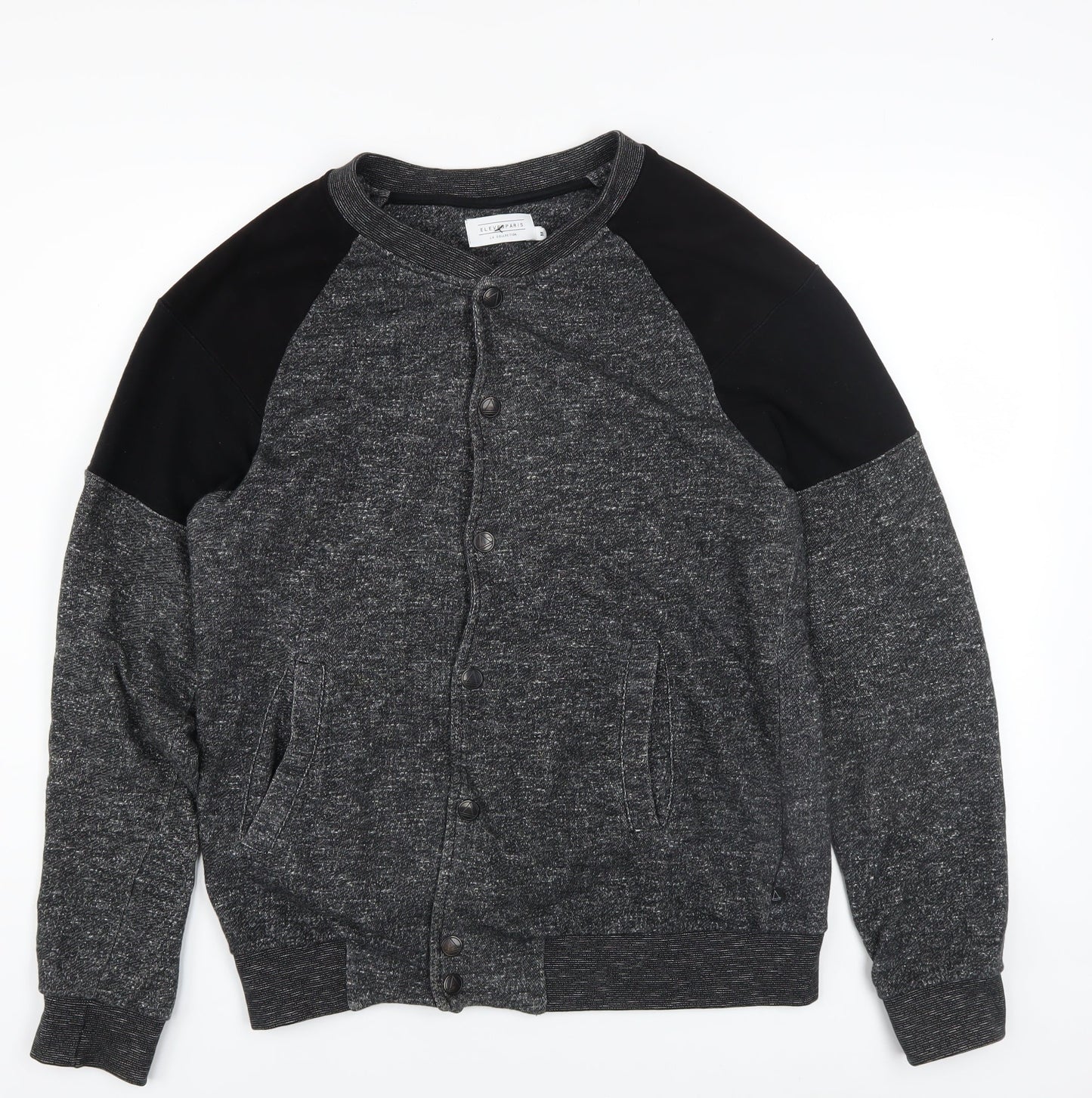Elevenparis Womens Grey Black Cardigan Sweatshirt M Button Front Cotton Blend