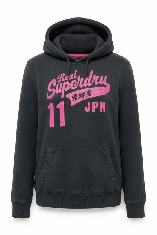 Superdry Women's Black Pullover Hoodie Size L Graphic Print