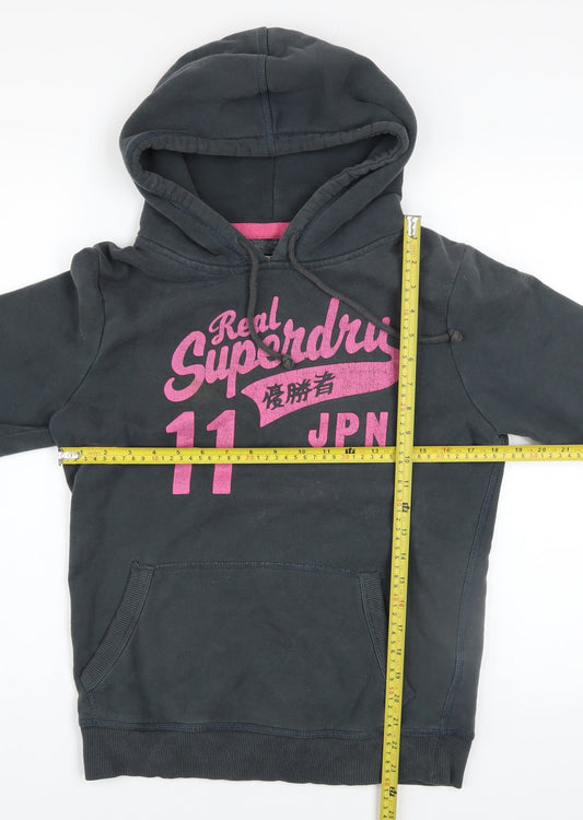 Superdry Women's Black Pullover Hoodie Size L Graphic Print